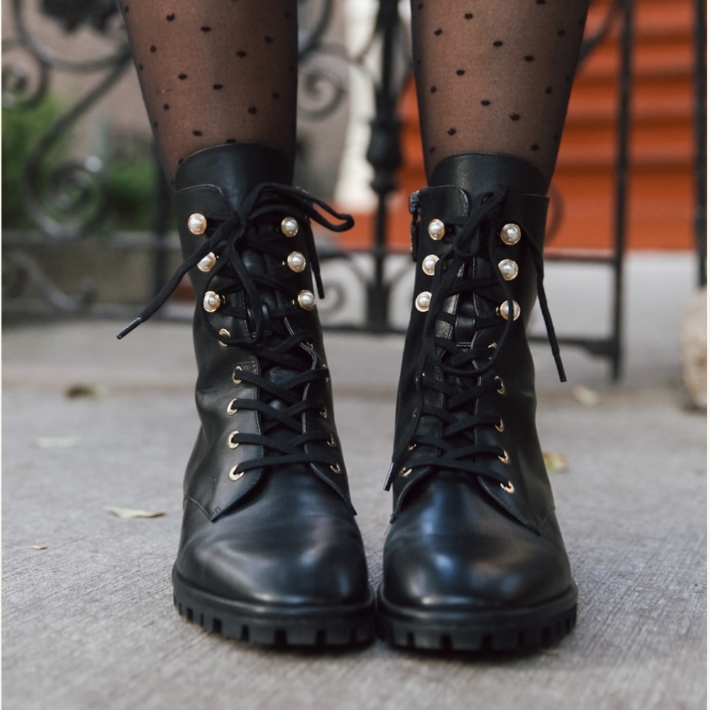 Stuart Weitzman Laine Pearl Combat boots